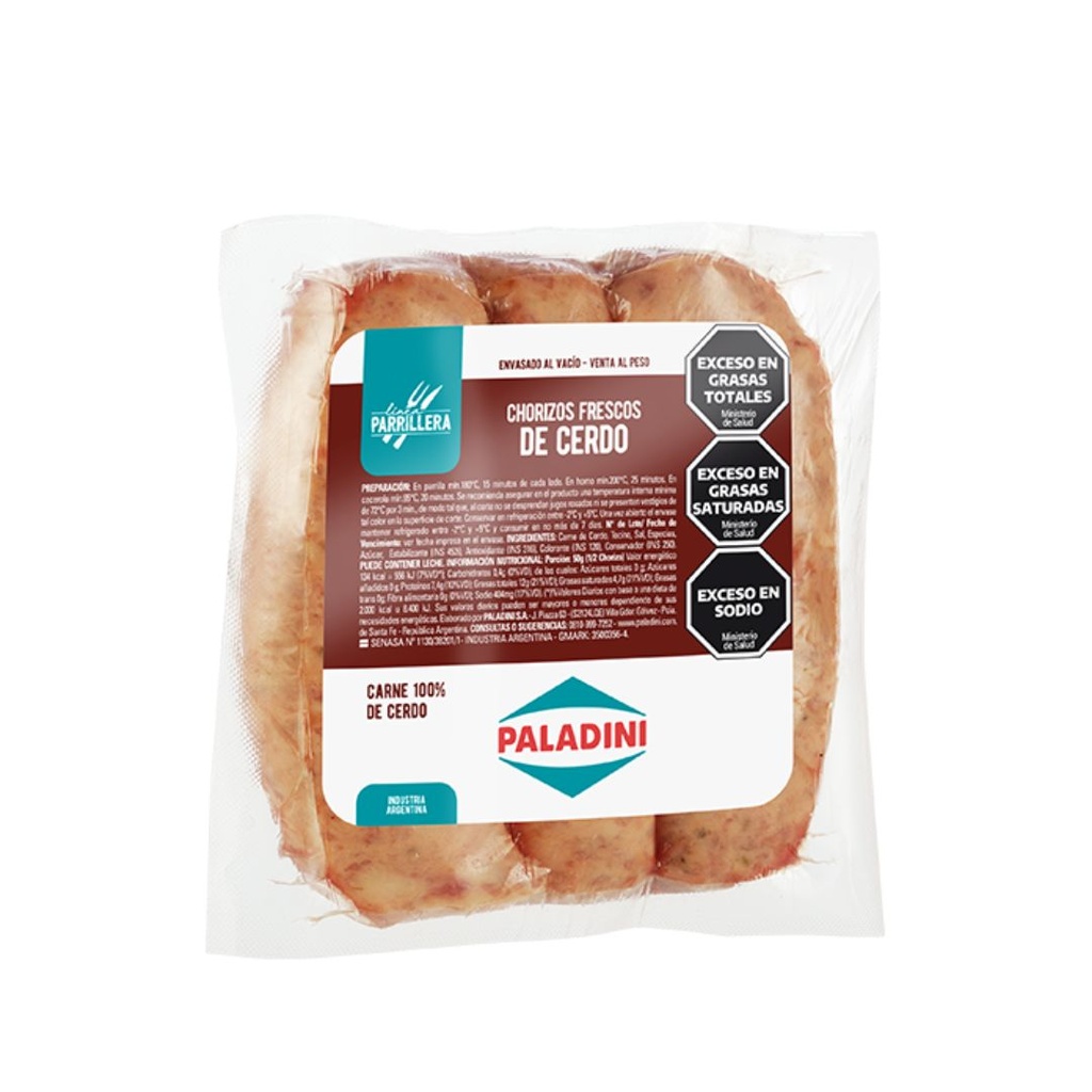 PALADINI CHORIZO DE CERDO x 3u. (360 grs)