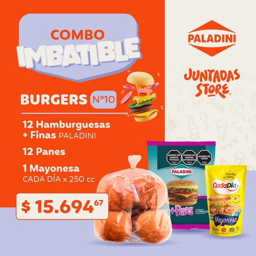 [JSCOMBOPROMOFINAS12] COMBO PROMO BURGERS +FINAS x12